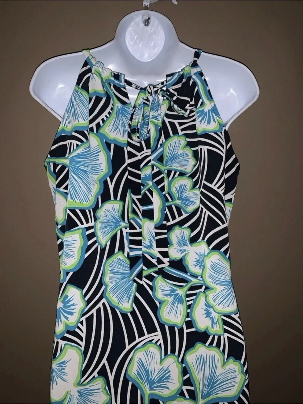 Crown & Ivy Floral Halter Tie Neck Sleeveless Lightweight Shift Dress L - Picture 3 of 7